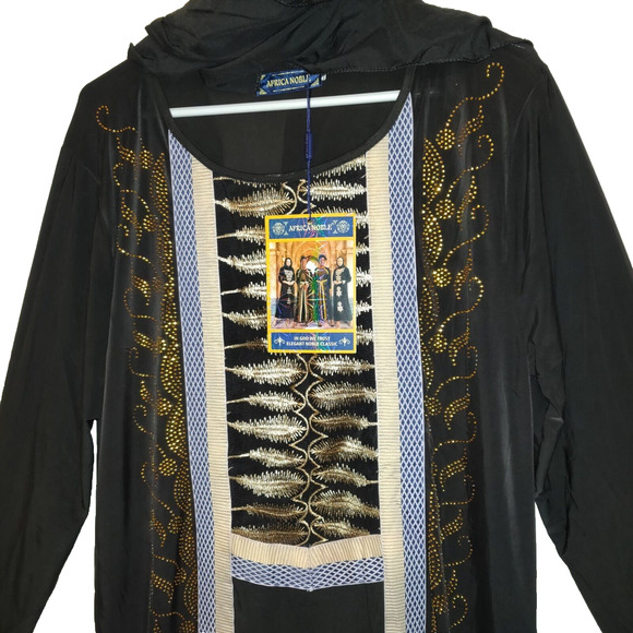 Africa Noble Dress Gown Abaya QUEEN Embroidery Rhinestones Kaftann African L NWT - Picture 2 of 9